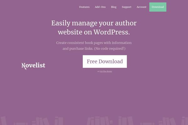 novelistplugin.com site used Novelist-theme