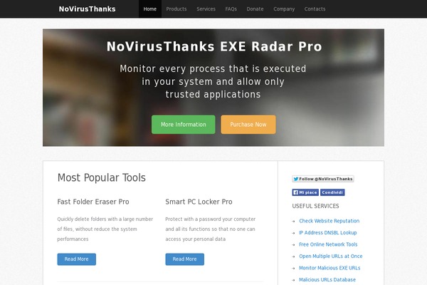 novirusthanks.org site used Novirusthanks