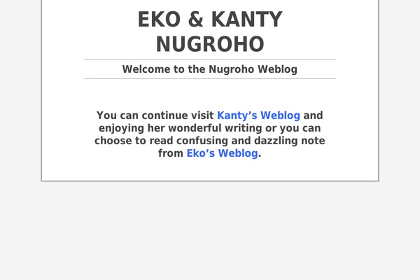 nugroho.web.id site used The Landing Page