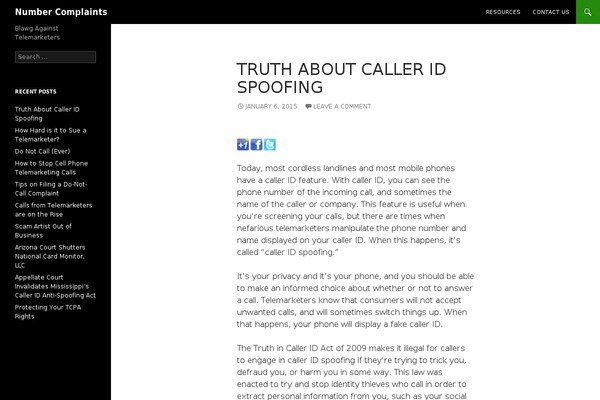 numbercomplaints.com site used Twenty Fourteen