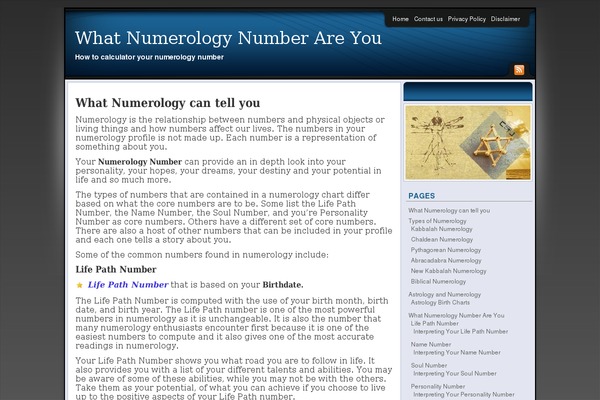 numerologynumber.net site used Sleek