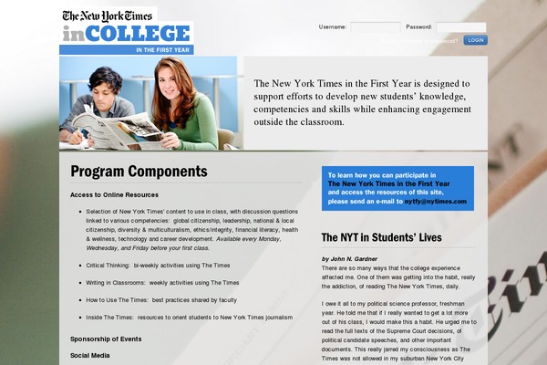 nytimesinthefirstyear.com site used First-year