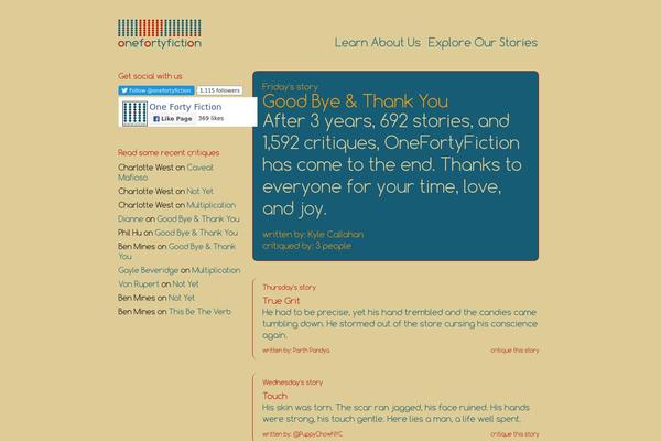 onefortyfiction.com site used Onefortyfiction2012