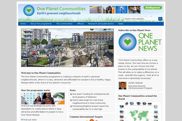 oneplanetcommunities.org site used Bioregional