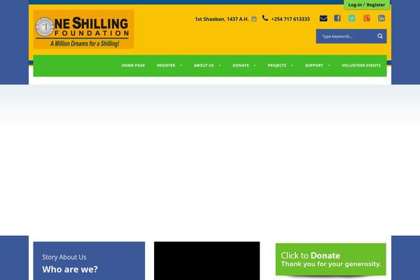 oneshillingfoundation.org site used Charity Hub v1.05