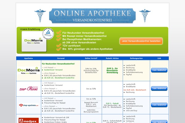 onlineapothekeversandkostenfrei.com site used Onlineapotheke