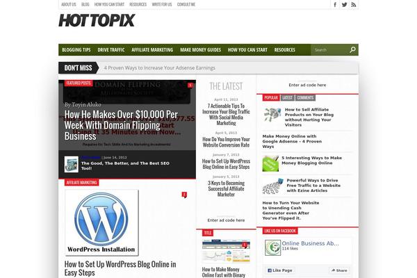 Hot Topix theme site design template sample