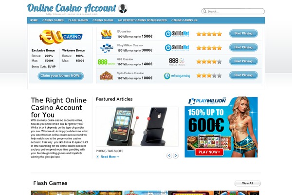 onlinecasinoaccount.com site used Account-theme