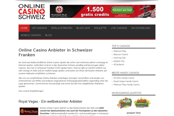 onlinecasinoschweiz.com site used Hex3