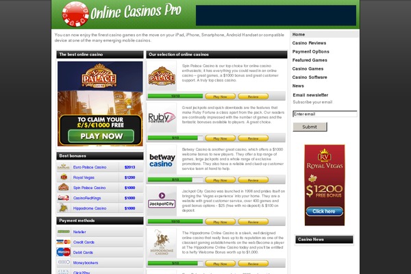 onlinecasinospro.com site used Mediahedge-wp