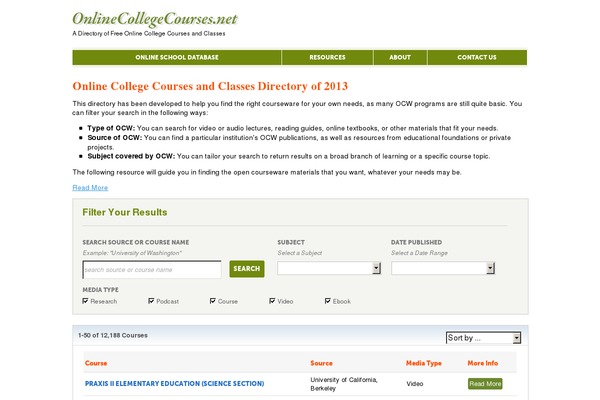 onlinecollegecourses.net site used Occ