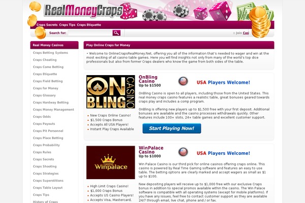 onlinecrapsrealmoney.net site used Theme-realmoney