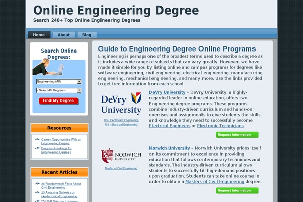 onlineengineeringdegree.org site used Stunningbeauty