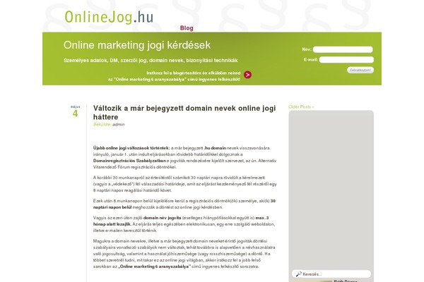 onlinejog.hu site used Onlinejog