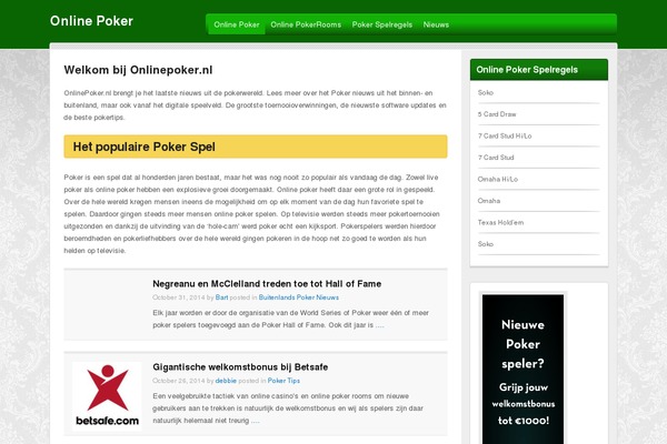 onlinepoker.nl site used Pokertheme