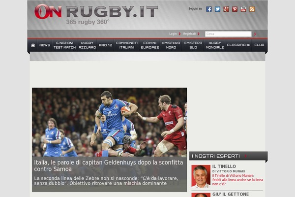 onrugby.it site used Onrugby