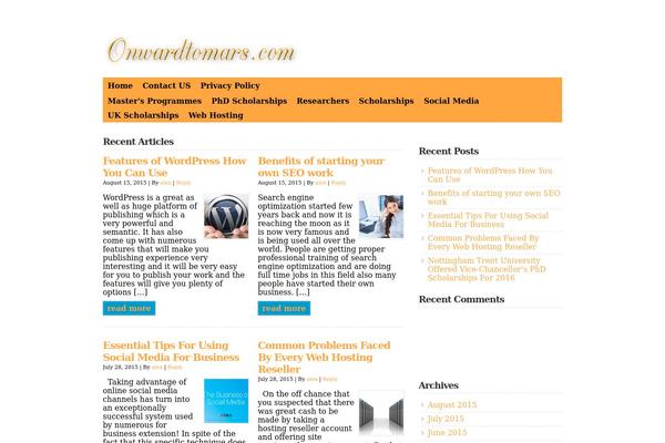 onwardtomars.com site used Wp Davinci