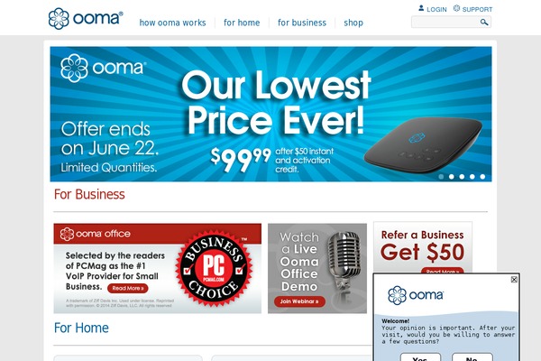 ooma.com site used Ooma