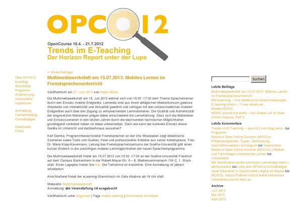 opco12.de site used Opencourse2012