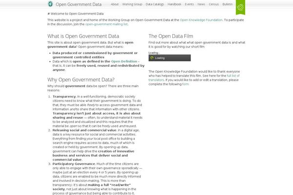 opengovernmentdata.org site used Wordpress Theme Okfn