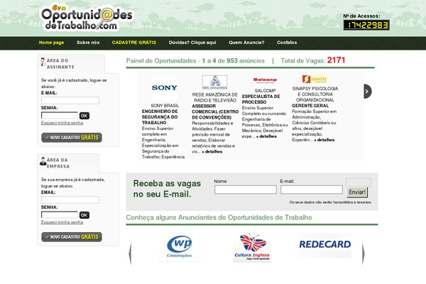 oportunidadesdetrabalho.com site used Parallax-one