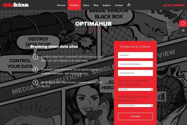 optimahub.com site used Datalicious