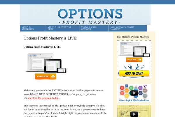 optionsprofitsmastery.com site used Thesis