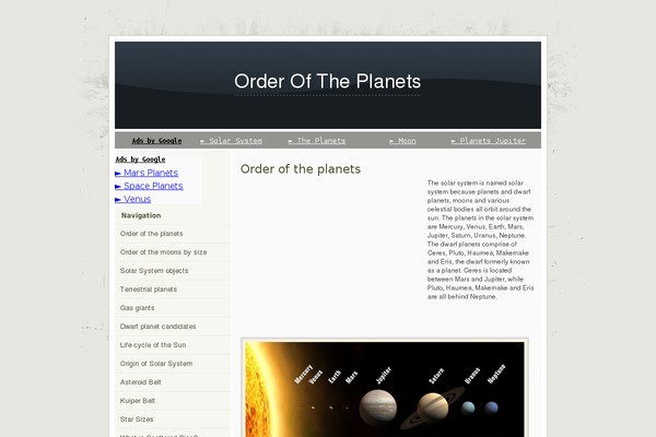 orderoftheplanets.org site used Dirtylicious-wordpress-theme