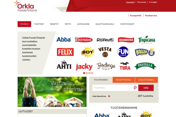 orklafoods.fi site used Orklafoods