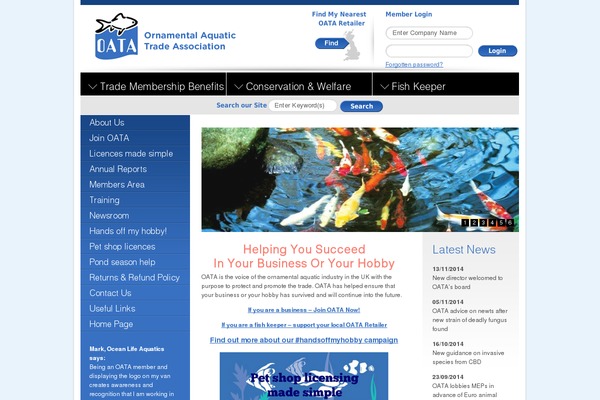 ornamentalfish.org site used Oata