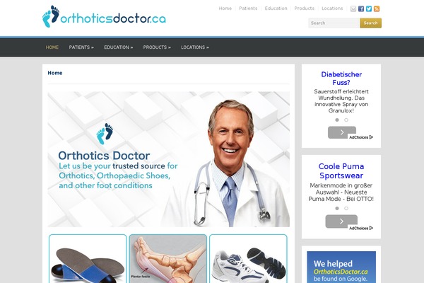 orthoticsdoctor.ca site used Academica Pro