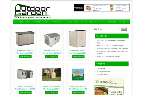 outdoorgardenstoragesheds.com site used Azonbooster