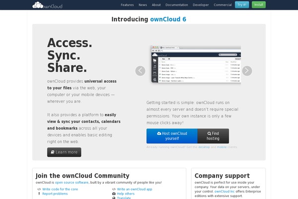 owncloud.org site used Owncloud
