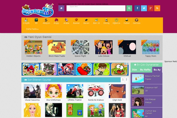 Oyun theme site design template sample