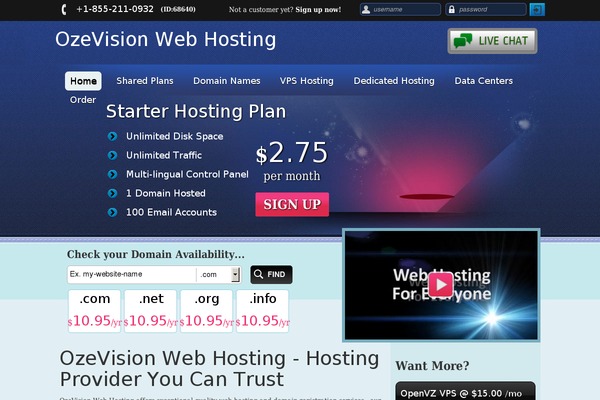 ozevisionwebhosting.com site used Business-satellite