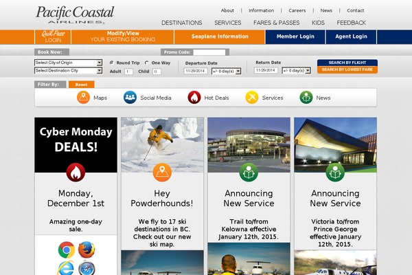 pacific-coastal.com site used Pacificcoastalairlinescom