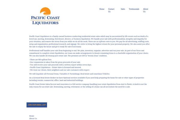 pacificcoastliquidators.com site used Wp_artemis5-v1.3.1