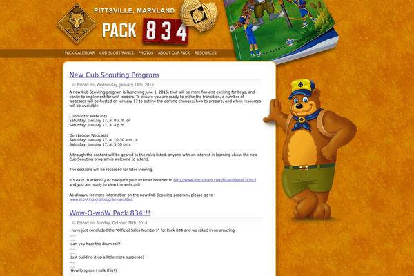 pack834.com site used Cubscouts