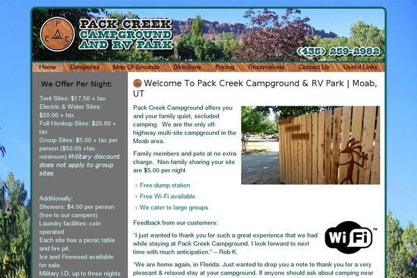 packcreekcampground.com site used Packcreekrv2014a