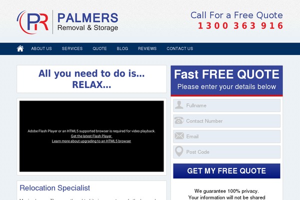 palmersremovals.com.au site used Palmersremovals