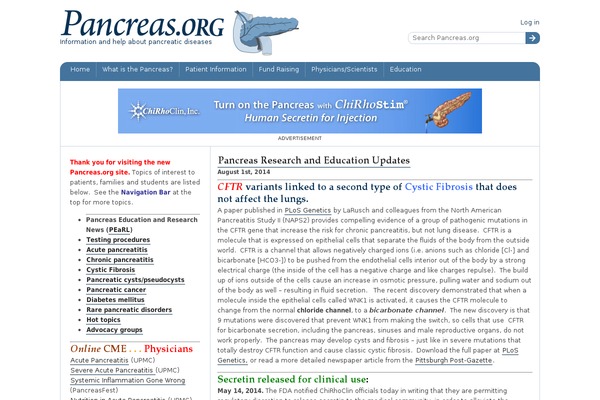 pancreas.org site used Pancreas