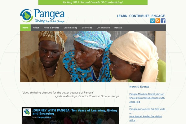 pangeagiving.org site used Branding-iron