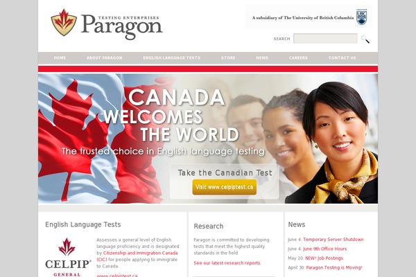 paragontesting.ca site used Celpip