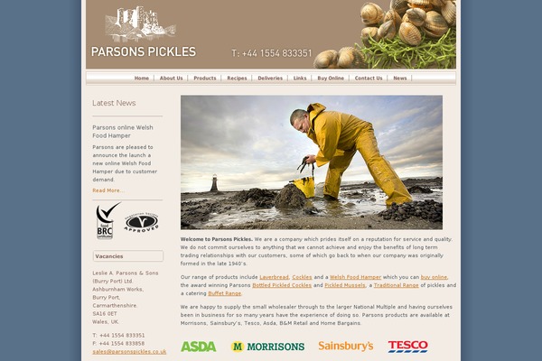 parsonspickles.co.uk site used Parsons