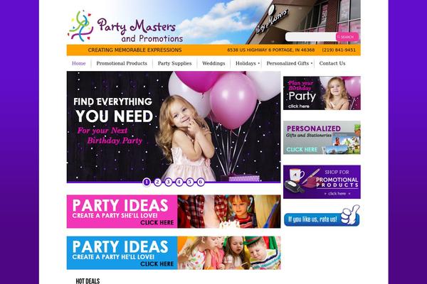 PartyMasters theme websites examples