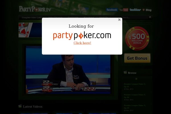 partypoker.tv site used Wootube