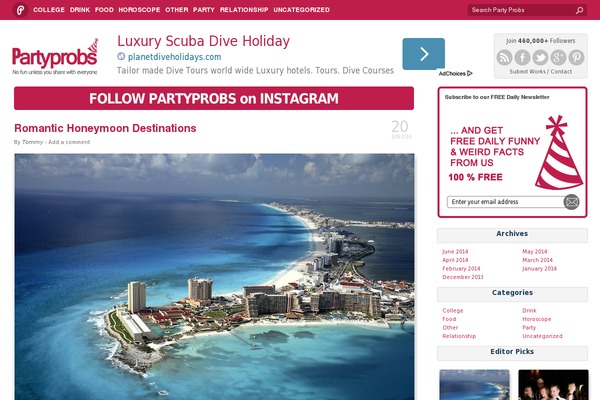 partyprobs.com site used Twenty Twelve