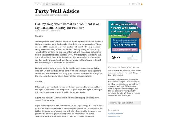 partywalladvice.com site used Thesis