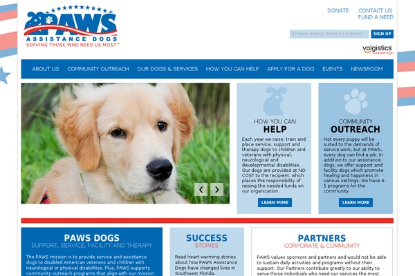 pawsassistancedogs.com site used Paws