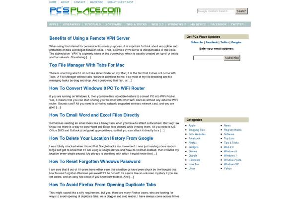 pcsplace.com site used Wp_magazine